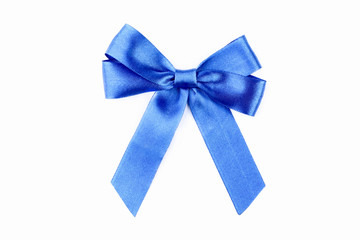 Blue bow isolated on white background