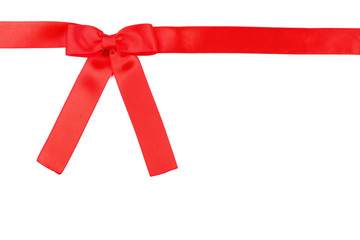 Red bow with ribbon isolated on white background