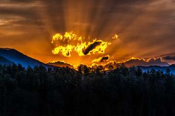 Smoky Mountain Sunrise with Copy Space
