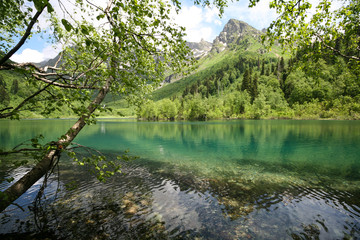 Lake Kardyvach in the Caucasus mountains