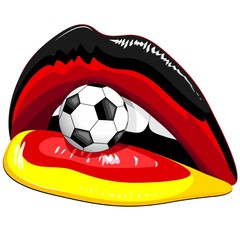 Germany Flag Lipstick Soccer Supporters on Sensual Woman's Lips 