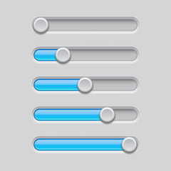 Slider bars. Gray blue volume level console