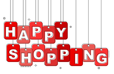 red flat line tag happy shopping