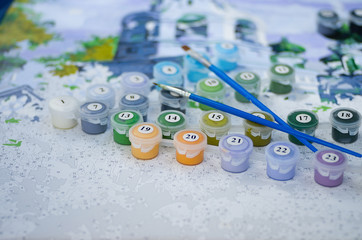 Paints for drawing pictures by numbers