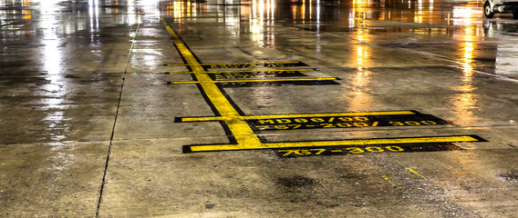 Wet Rainy Isolated Airplane Parking Marking Terminals