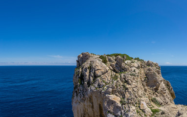 Fototapeta na wymiar Mallorca, Climb on high rock at capdepera cliff line XXL large panorama