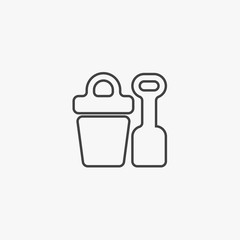 Sand bucket with shovel icon. Elements of beach holidays icon