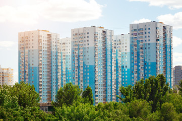Fototapeta premium Multi-storey apartment buildings. City landscape, Russia.