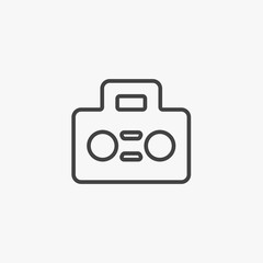 Radio icon vector, old retro receiver waves