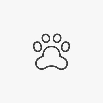Dog or cat paw print flat icon for animal