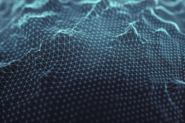 Abstract image, connections in lines and geometric shapes. Concept of technology for use as background.