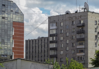 Fototapeta premium Cityscape. Urban architectural background. Old and new buildings