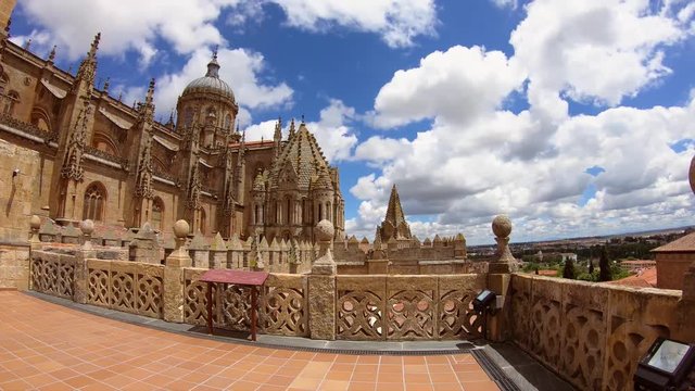 Timelapse from rooftop of Old Cathedral of Salamanca, Spain on a beautiful suuny dayTimelapse from the rooftop of Old Cathedral of Salamanca, Spain