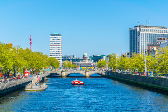 Riverside Of Liffey In Dublin, Ireland