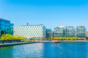Fototapeta premium Riverside of the Grand Harbour w Dublinie, Irlandia