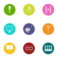 Working hand icons set. Flat set of 9 working hand vector icons for web isolated on white background