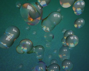 Soap bubbles water drops dispersion 3D Illustration render