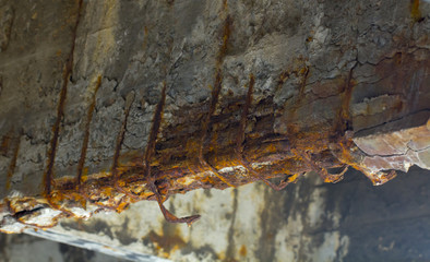Damaged bridge support close - up transportatin concrete