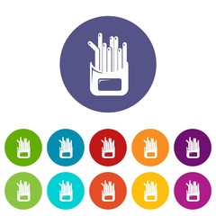 French fries icons color set vector for any web design on white background