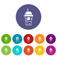 Soda icons color set vector for any web design on white background
