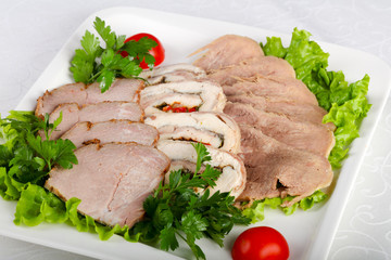 Plate with meat and tongue