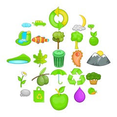Environmental pollution icons set. Cartoon set of 25 environmental pollution vector icons for web isolated on white background