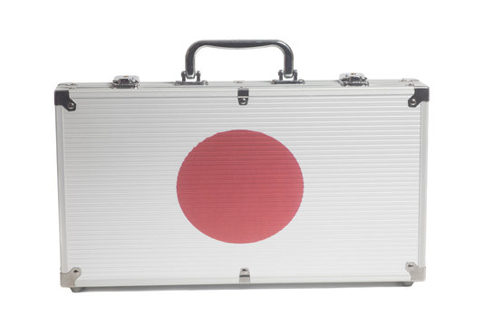 Business travel suitcase with Japan flag