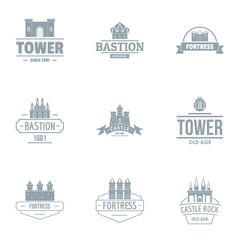 Fototapeta na wymiar Ancient tower logo set. Simple set of 9 ancient tower vector logo for web isolated on white background