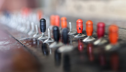 Abstract details od an old unused manual telephone central in Csernat, transylvania, Romania