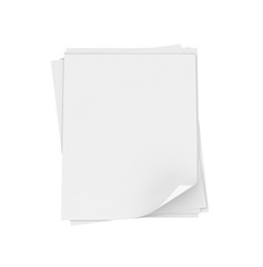листы белой бумага, изолированных на белом фоне. 3d иллюстрации.