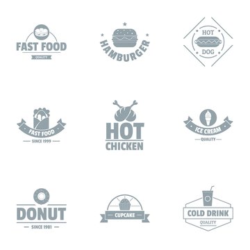 Bagel logo set. Simple set of 9 bagel vector logo for web isolated on white background