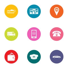 Taxi call icons set. Flat set of 9 taxi call vector icons for web isolated on white background