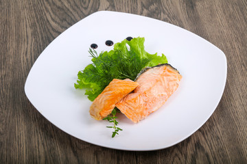 Steamed salmon