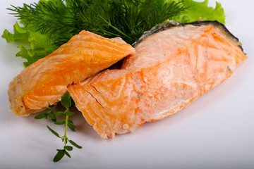 Steamed salmon