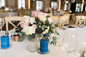 Beautiful, gentle composition from fresh flowers. Wedding flowers