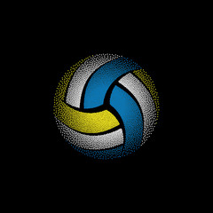 Colorful dotted volleyball on black