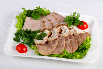 Plate with meat and tongue