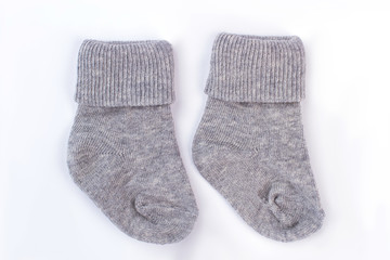 Kid wool socks isolated on white.
