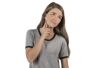 Young woman with confused and wondering expression