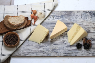 Set of slices of cheese