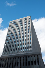 The Edward A Rath Building (County Office Building) in Buffalo, New York by Architects Backus, Crane & Love designed in the International Style in 1969.