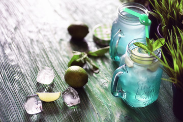 Lemonade from lime and mint