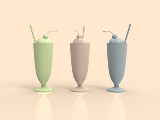 Milkshake pastel 3D render