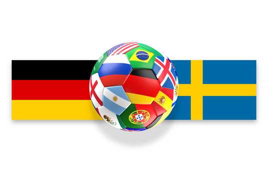 Germany Sweden soccer ball 3d rendering with Russia