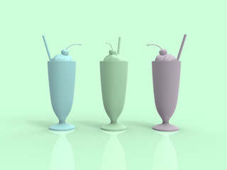 Milkshake pastel 3D render