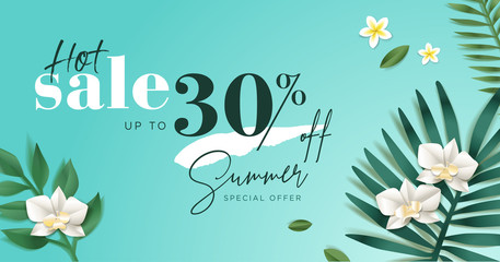 Summer sale. Vector illustration concept for mobile and web banner, poster, online shopping ads, social media and networking, marketing material.