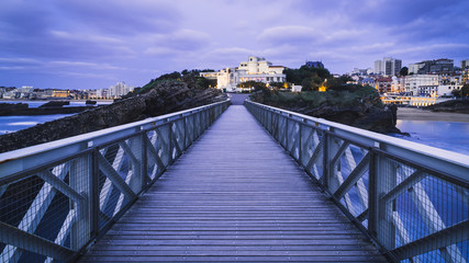 Fototapeta na wymiar The Bridge to Rocher de la Vierge, Biarritz