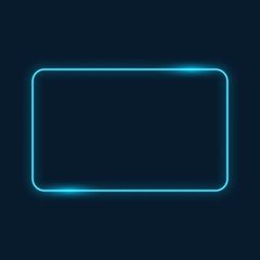 Neon frame on dark blue background, vector illustration.
