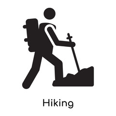 Hiking icon vector sign and symbol isolated on white background, Hiking logo concept icon