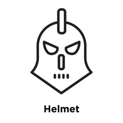Helmet icon vector sign and symbol isolated on white background, Helmet logo concept, outline symbol, linear sign